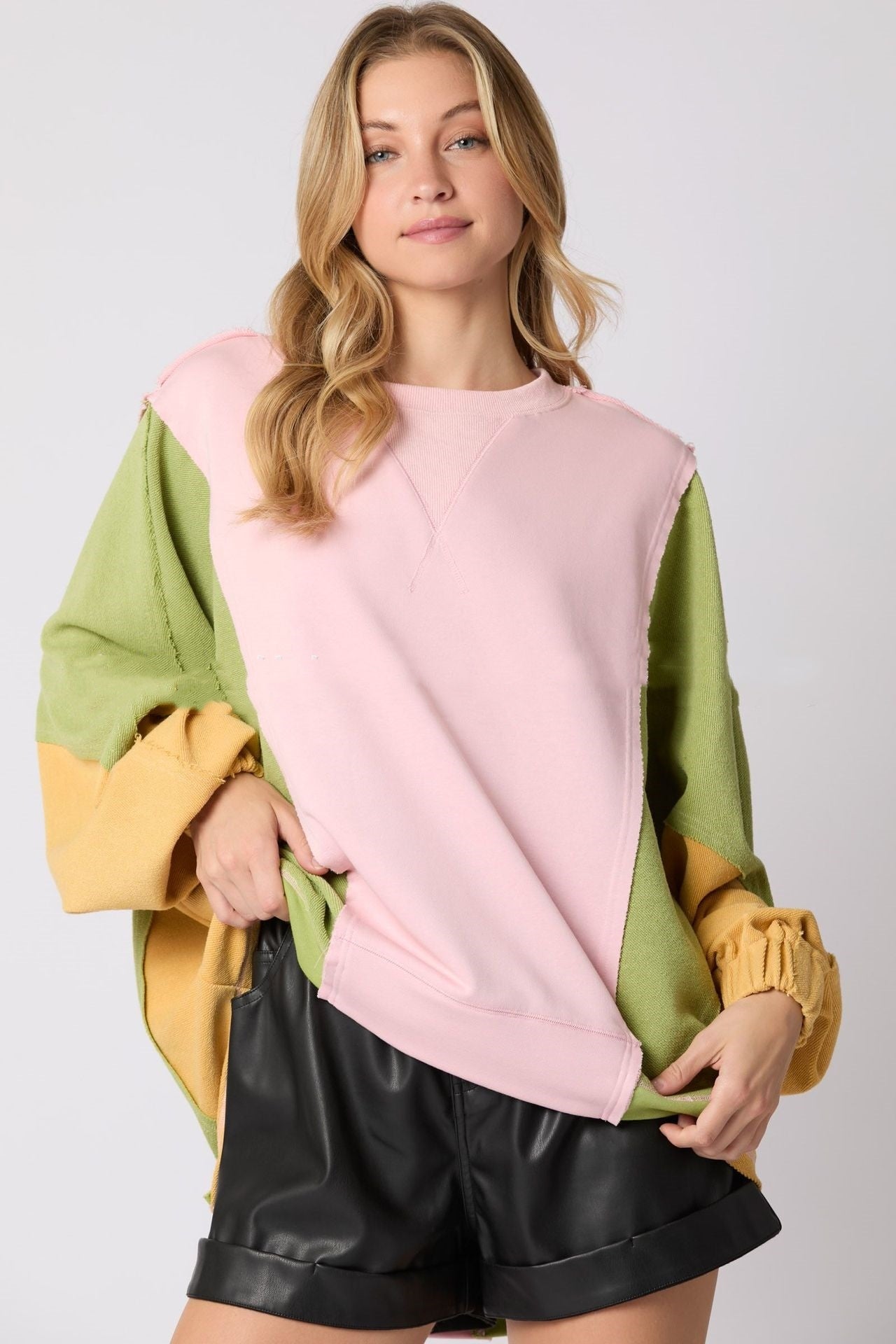 Contrast Color Long Sleeve Sweatshirt