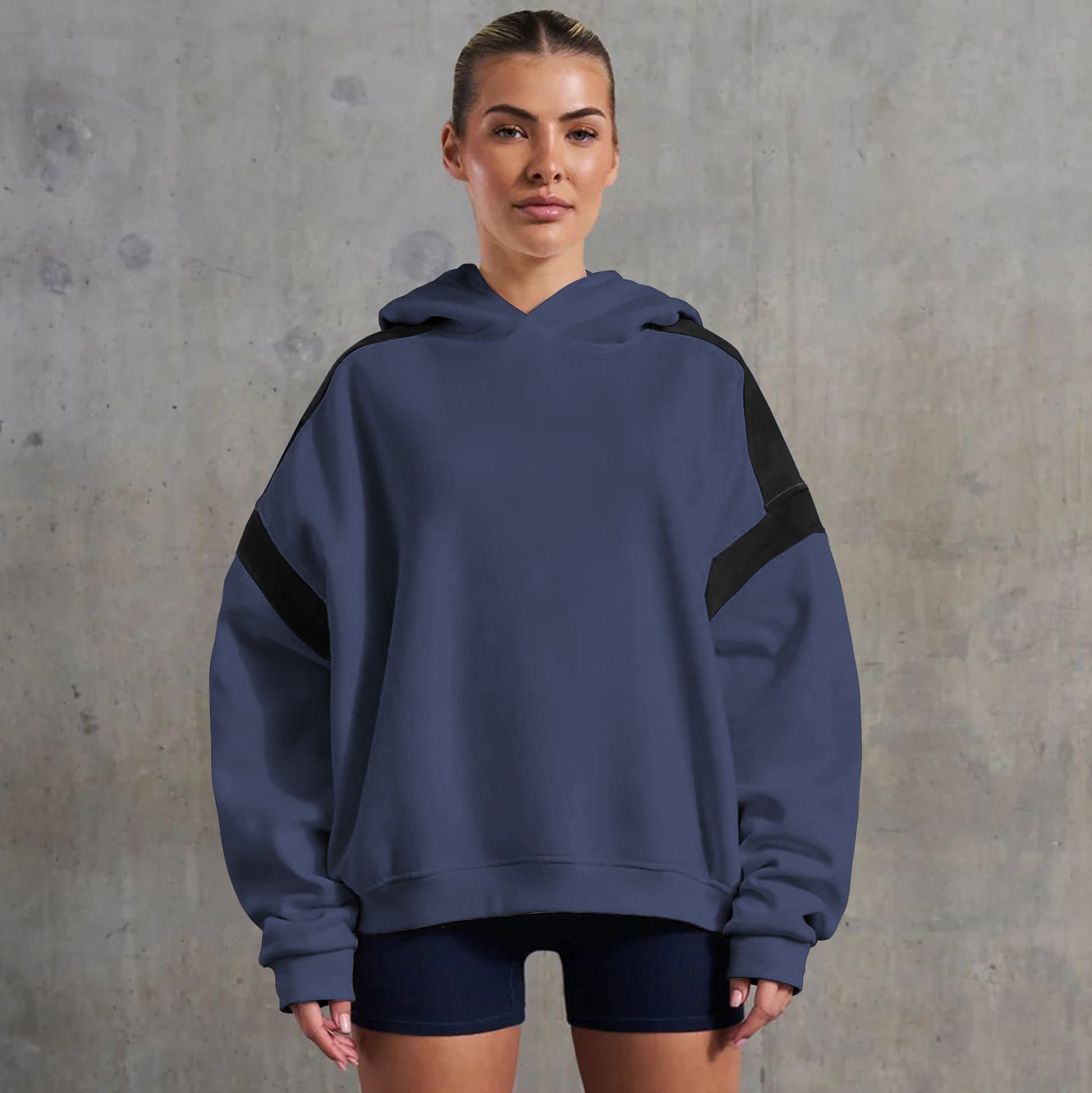 Contrast Color Women's Hooded Sweater