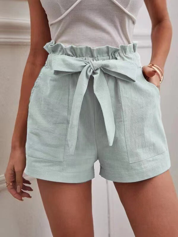 Loose Cotton And Linen Casual Wide Leg Shorts
