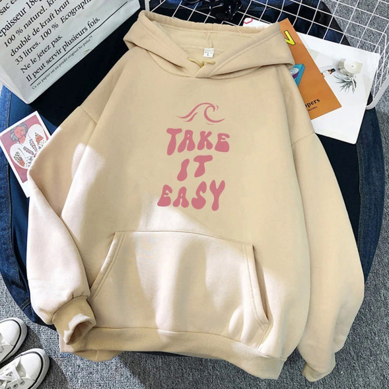 Take It Easy Letter Print Hoodie