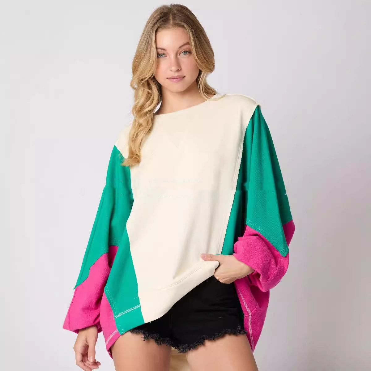 Contrast Color Long Sleeve Sweatshirt