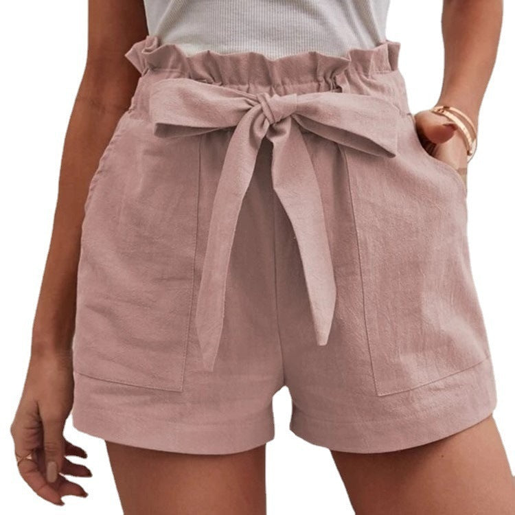 Loose Cotton And Linen Casual Wide Leg Shorts