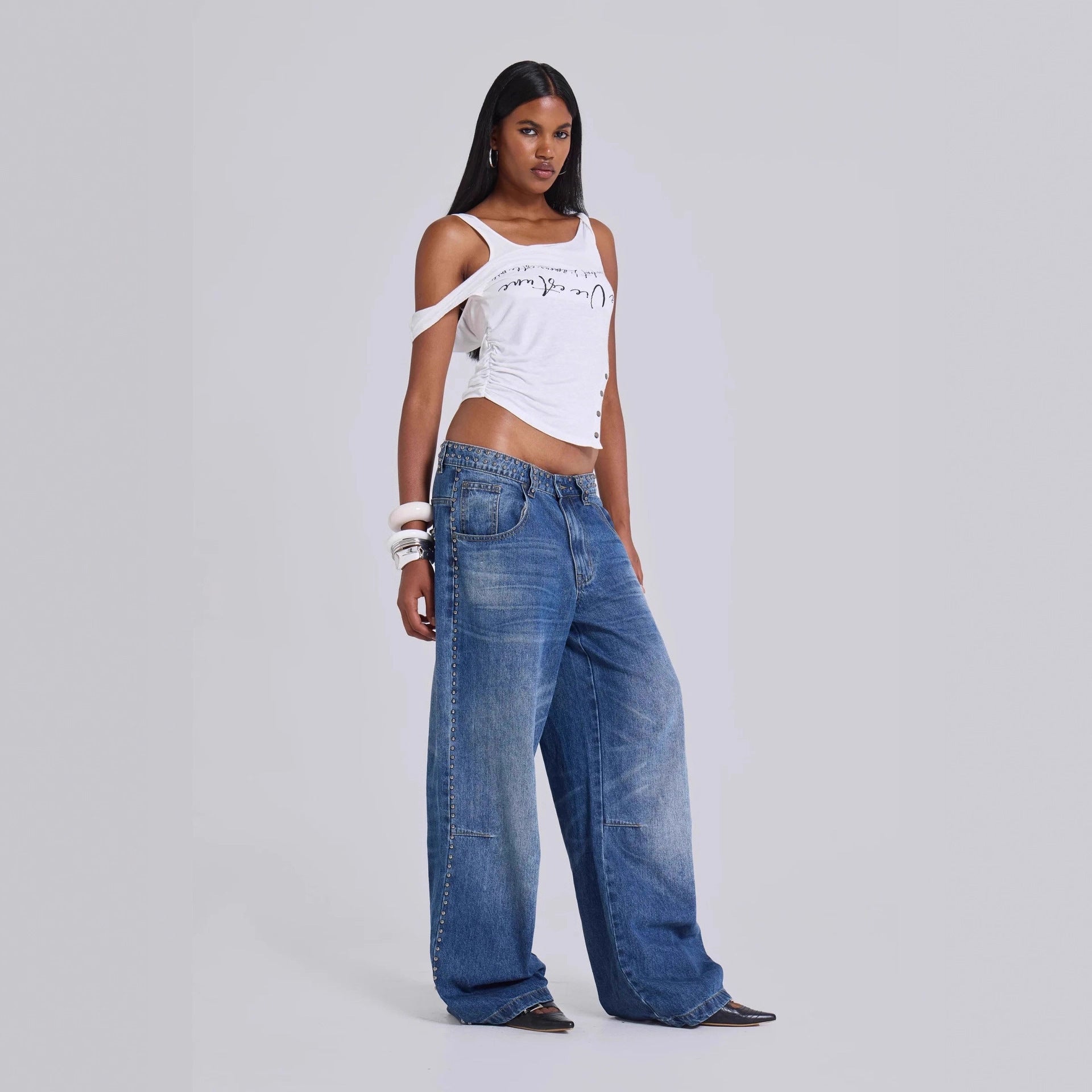 Multi-beaded Loose Cool Jeans