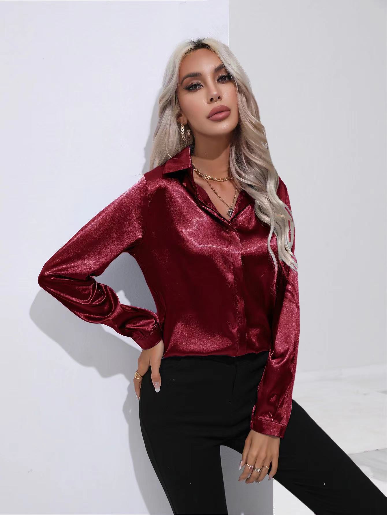 Satin Shirt Long Sleeve Shirt