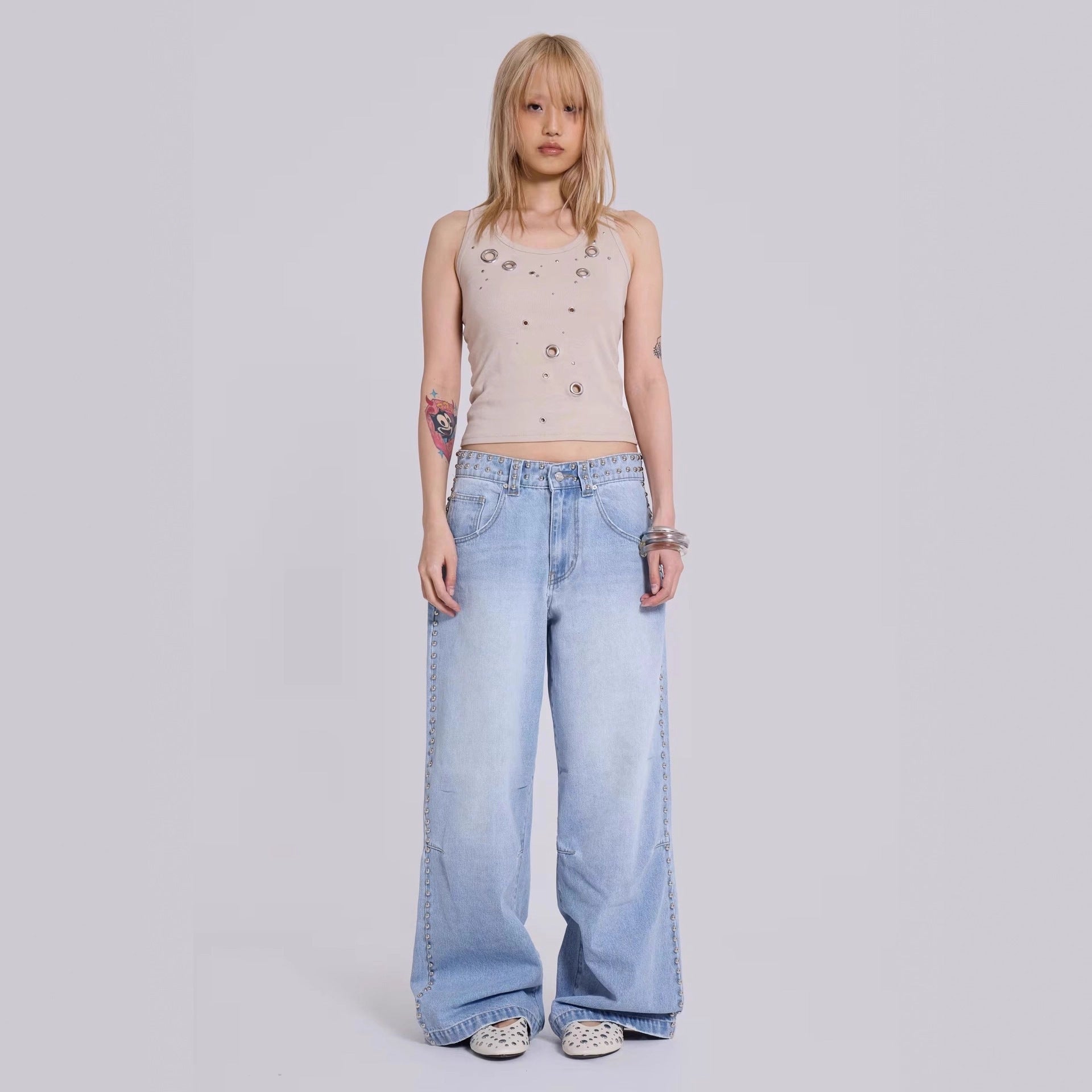 Multi-beaded Loose Cool Jeans