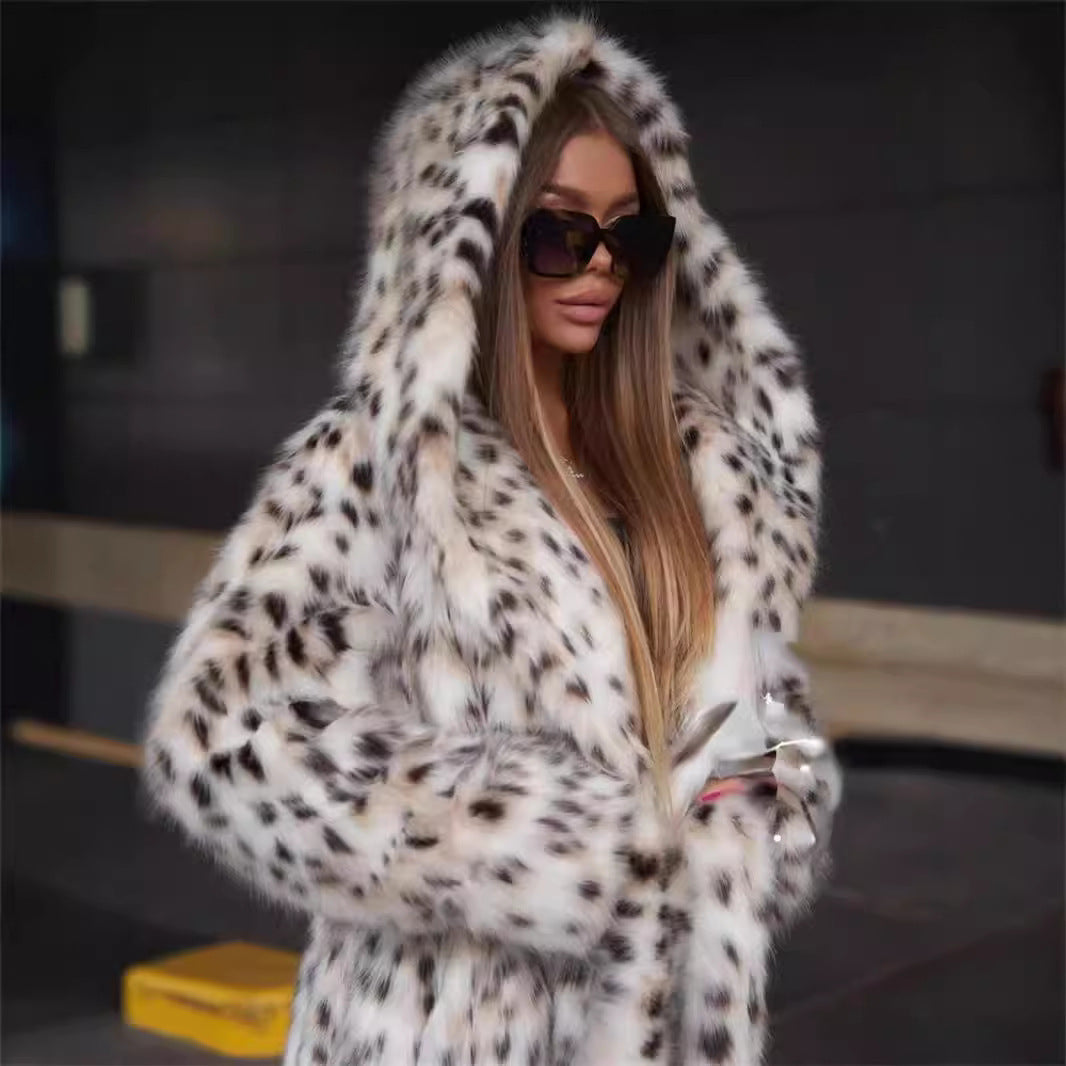 Leopard Print Hooded Toka Coat