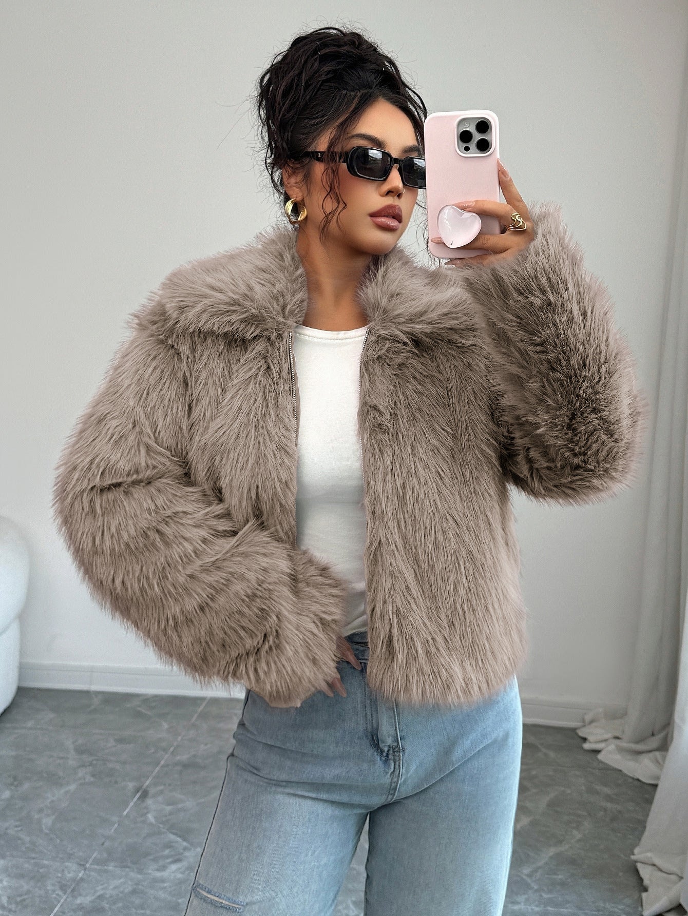 Fluff Long-sleeved Coat