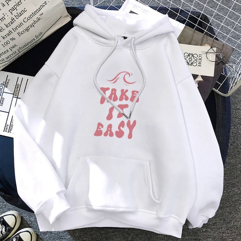 Take It Easy Letter Print Hoodie