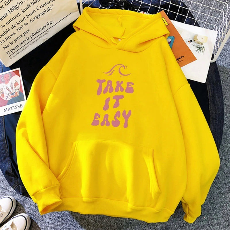 Take It Easy Letter Print Hoodie