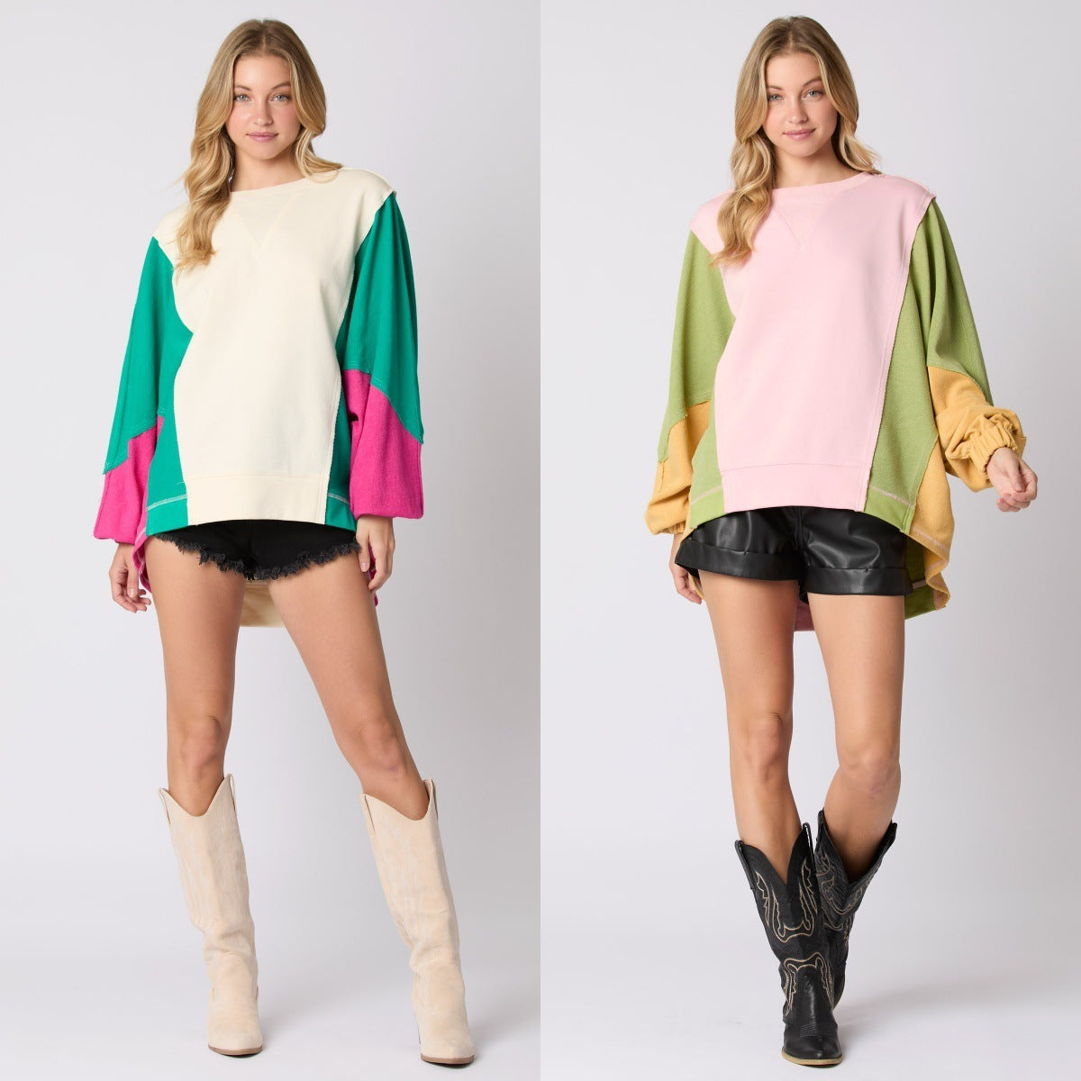 Contrast Color Long Sleeve Sweatshirt