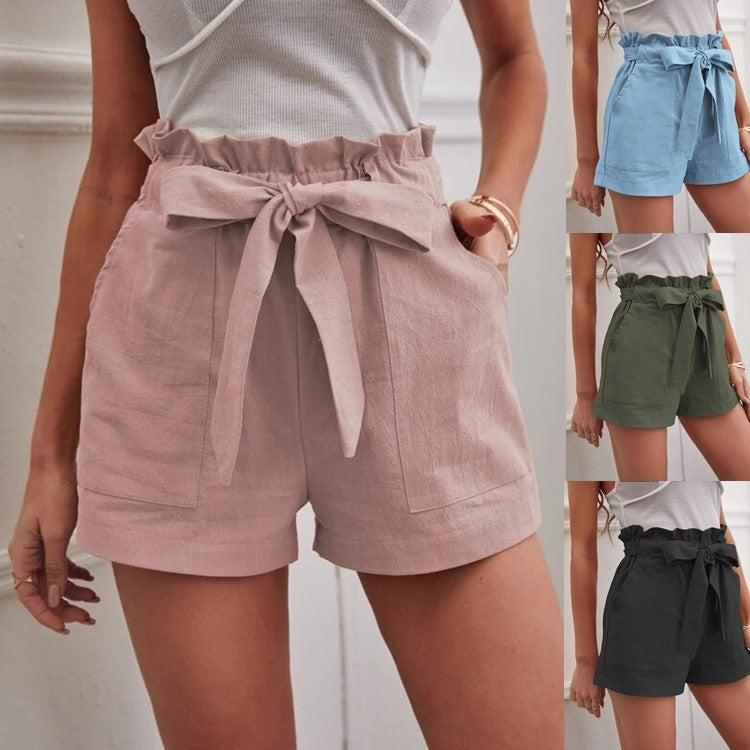 Loose Cotton And Linen Casual Wide Leg Shorts