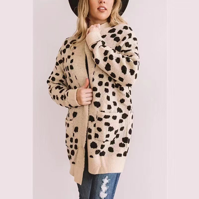 Irregular Dot Sweater Coat Knitted Cardigan