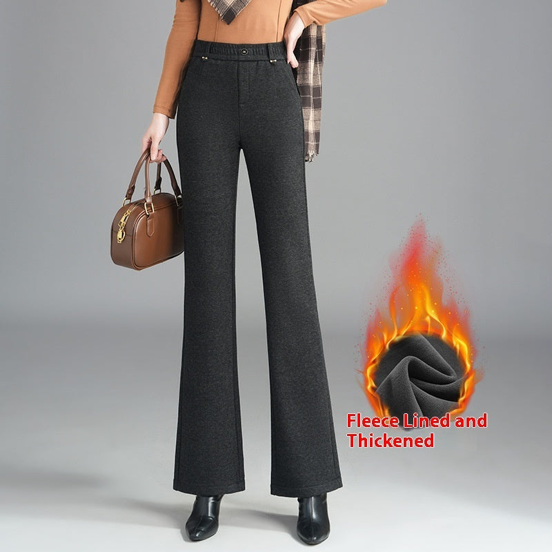 Stylish Casual Fleece-lined Slim Flare Pants