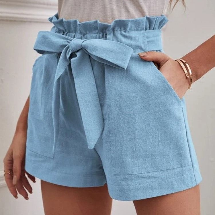 Loose Cotton And Linen Casual Wide Leg Shorts