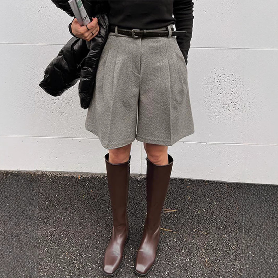 Woolen Shorts High Waist