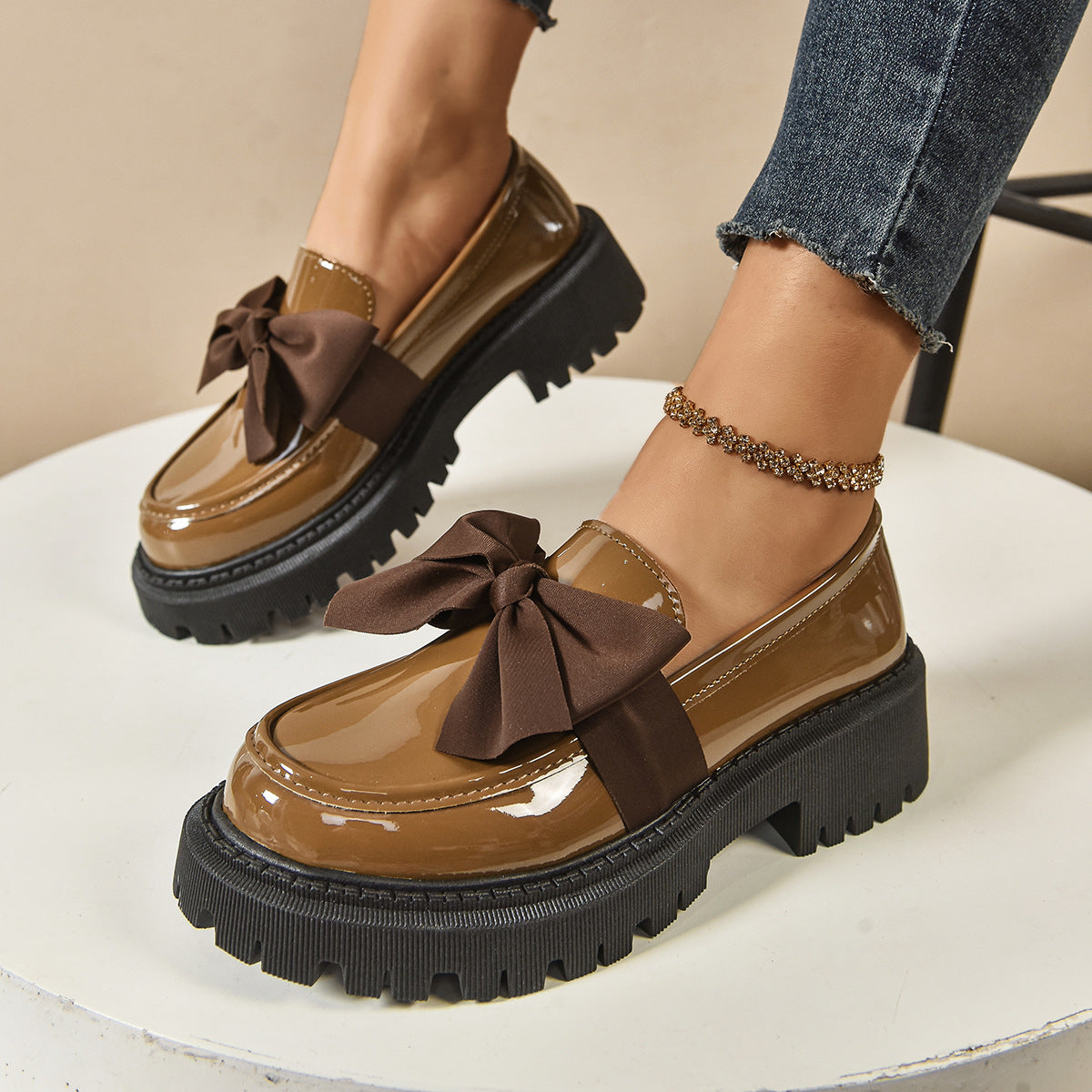 Bow-tie Loafer Shoes Vintage Style