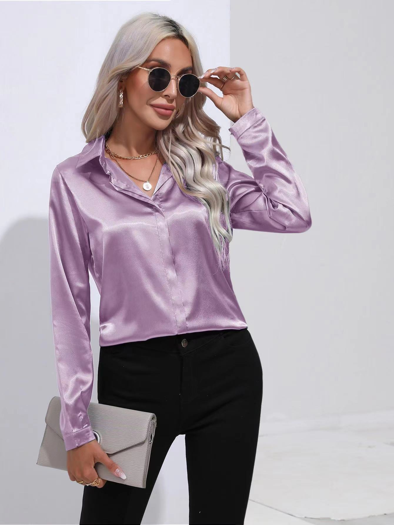 Satin Shirt Long Sleeve Shirt