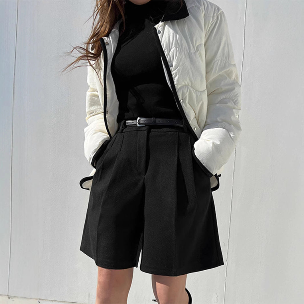 Woolen Shorts High Waist