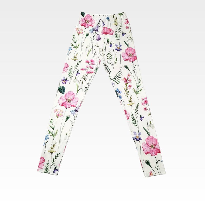 Flower Print - Elastic Leggings