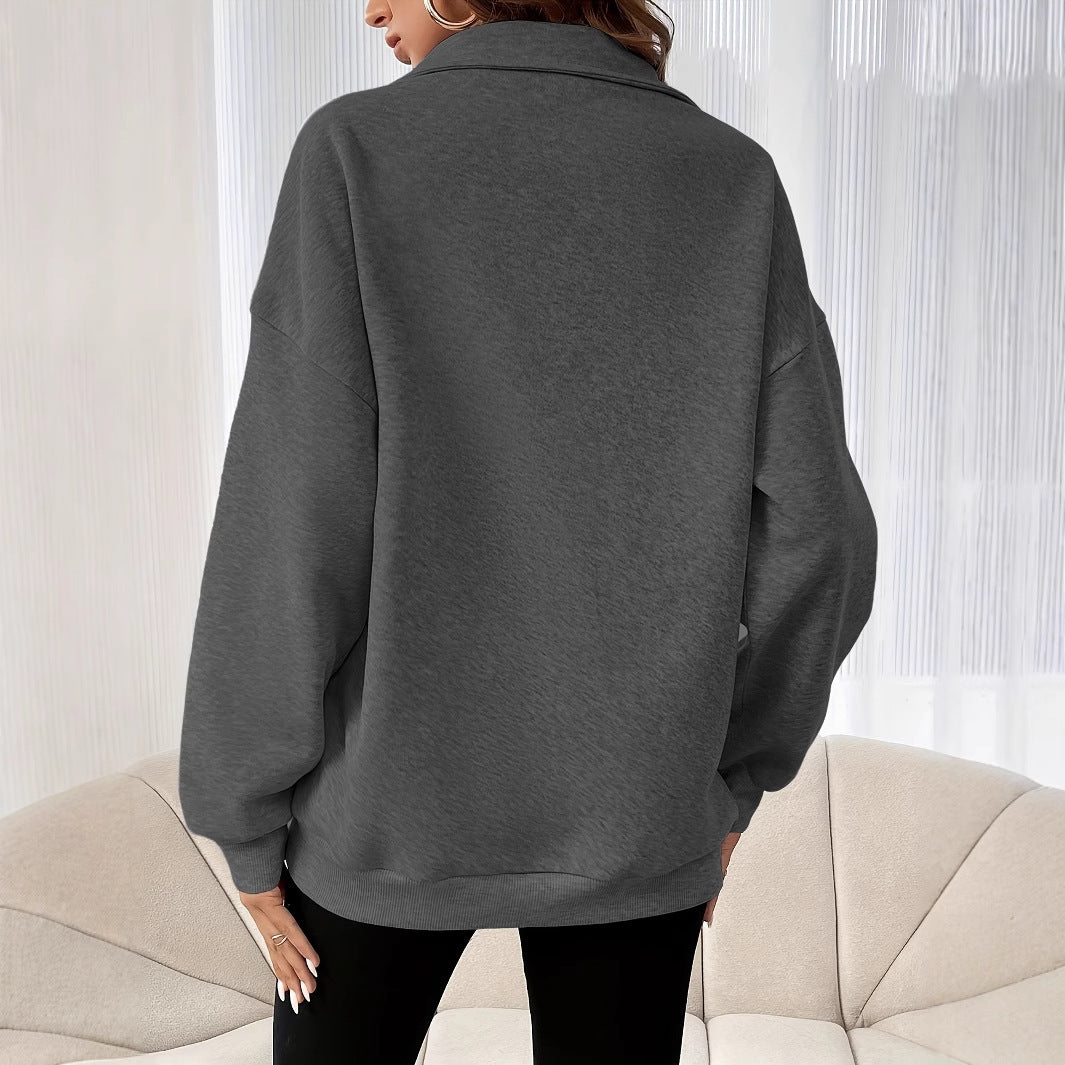 Loose Long Sleeve Half Zipper Sweater