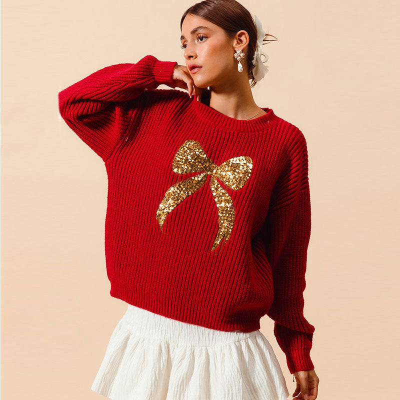 Loose-fitting Sweater With Beaded Embroidery