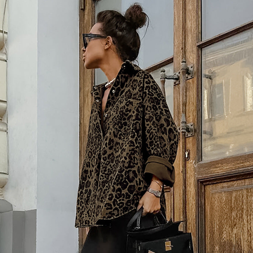 Vintage Cotton Leopard Print Blouse