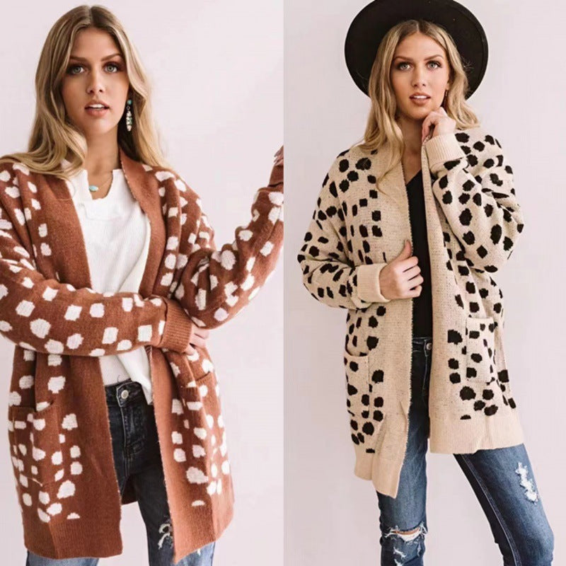 Irregular Dot Sweater Coat Knitted Cardigan