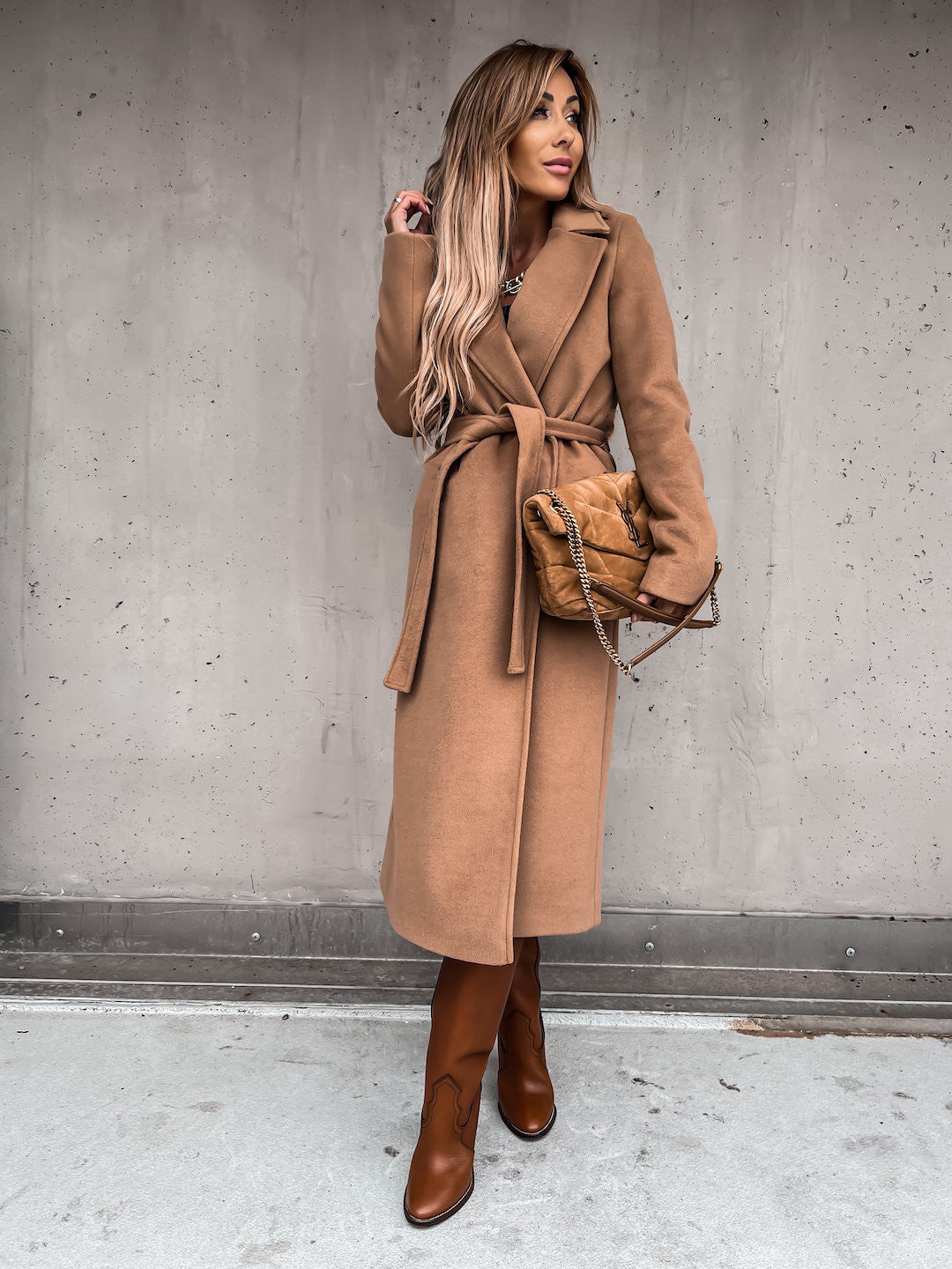 Fashion V-neck Long Coat