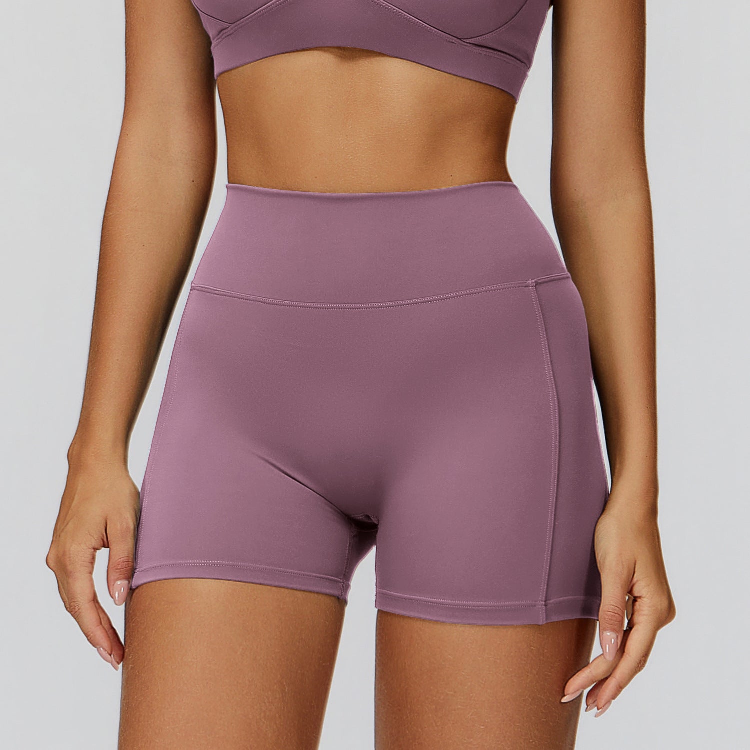 Brushed High Waist Slim Fit Sports Shorts
