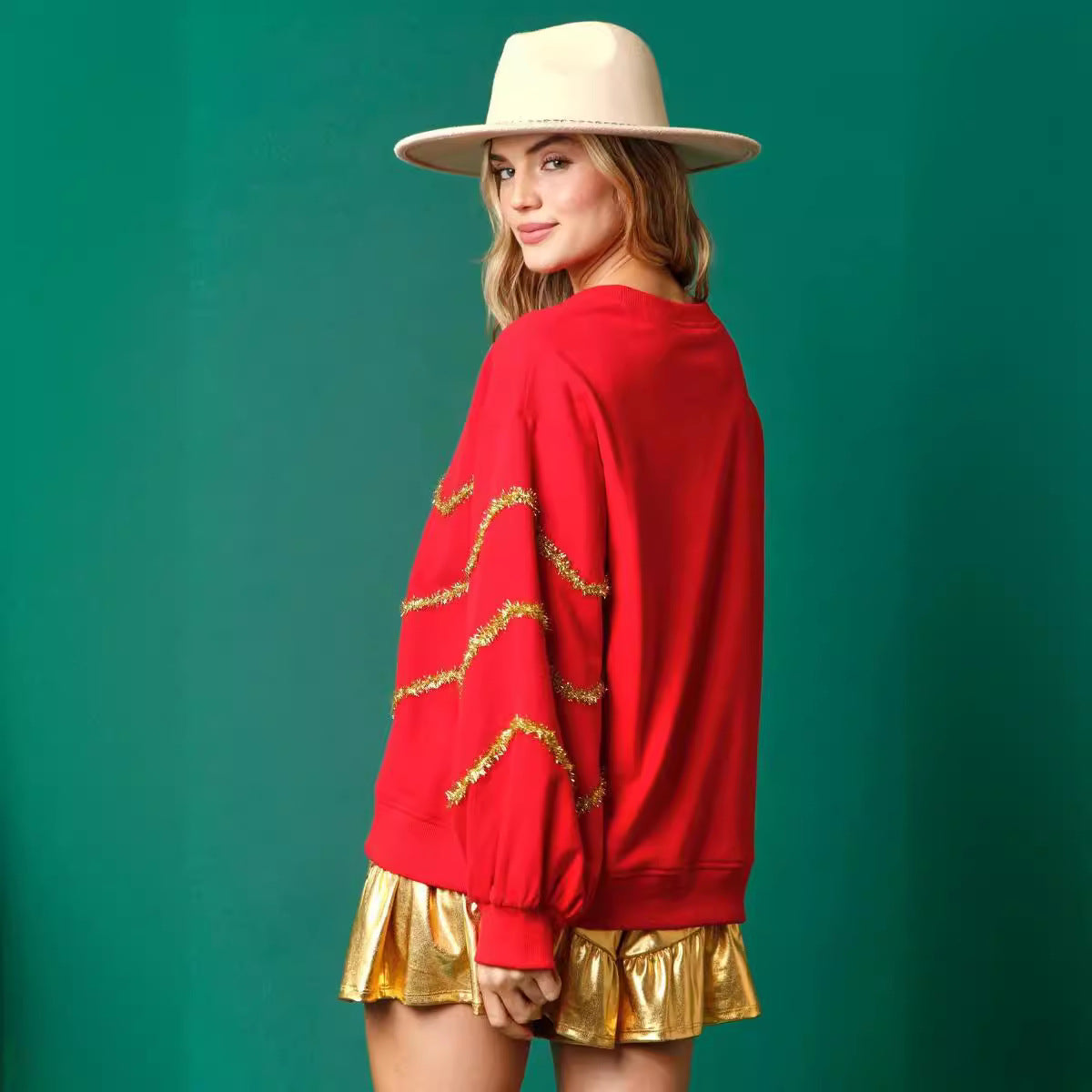 Christmas Tree Sequin Long-Sleeve Hoodie