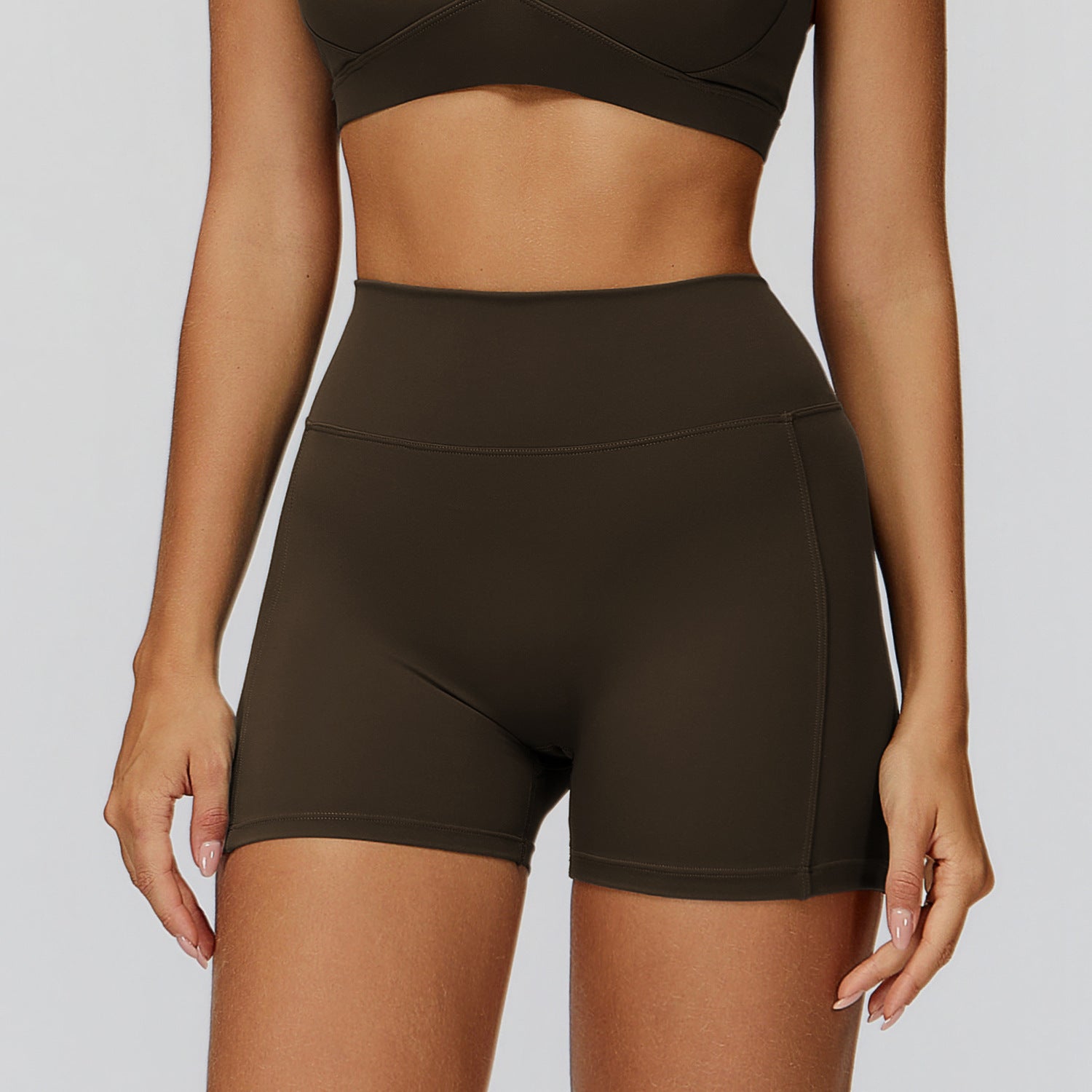 Brushed High Waist Slim Fit Sports Shorts
