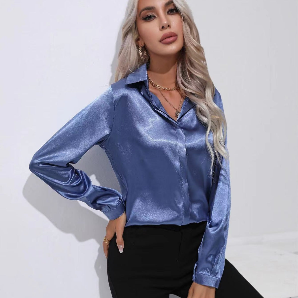 Satin Shirt Long Sleeve Shirt