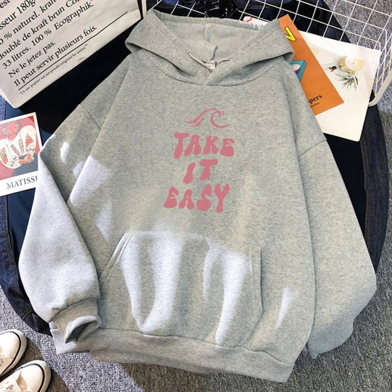 Take It Easy Letter Print Hoodie