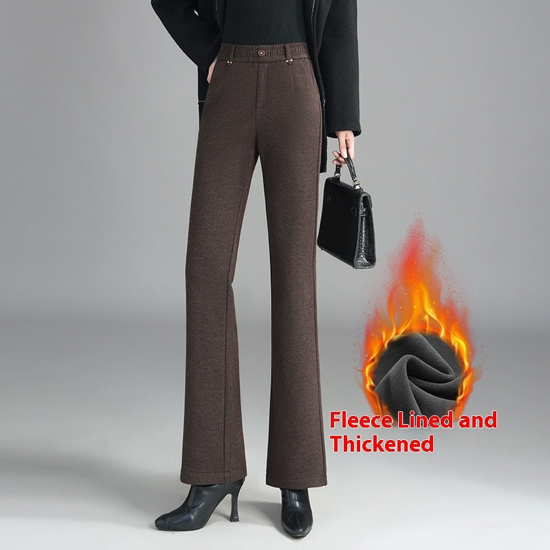 Stylish Casual Fleece-lined Slim Flare Pants