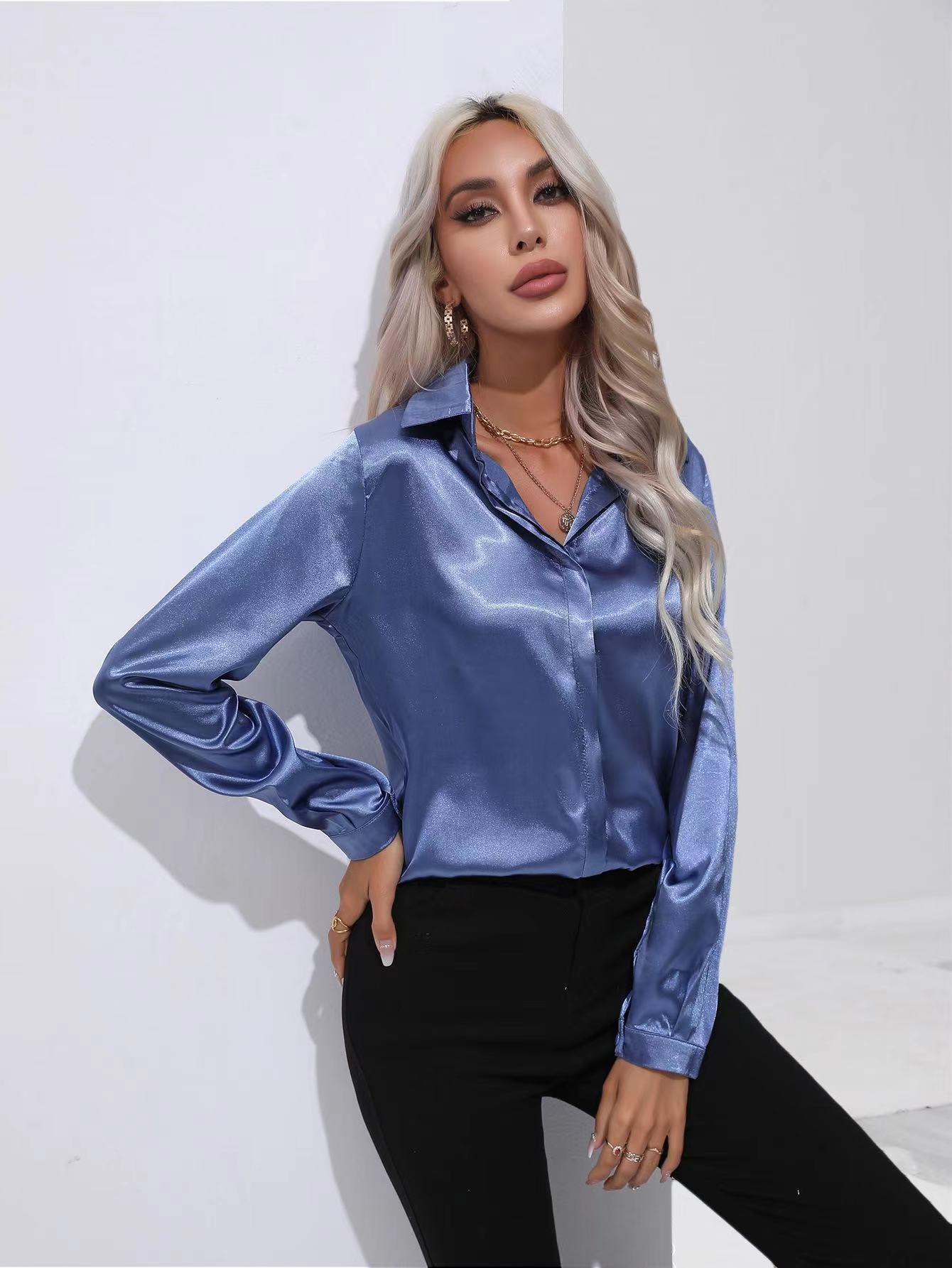 Satin Shirt Long Sleeve Shirt