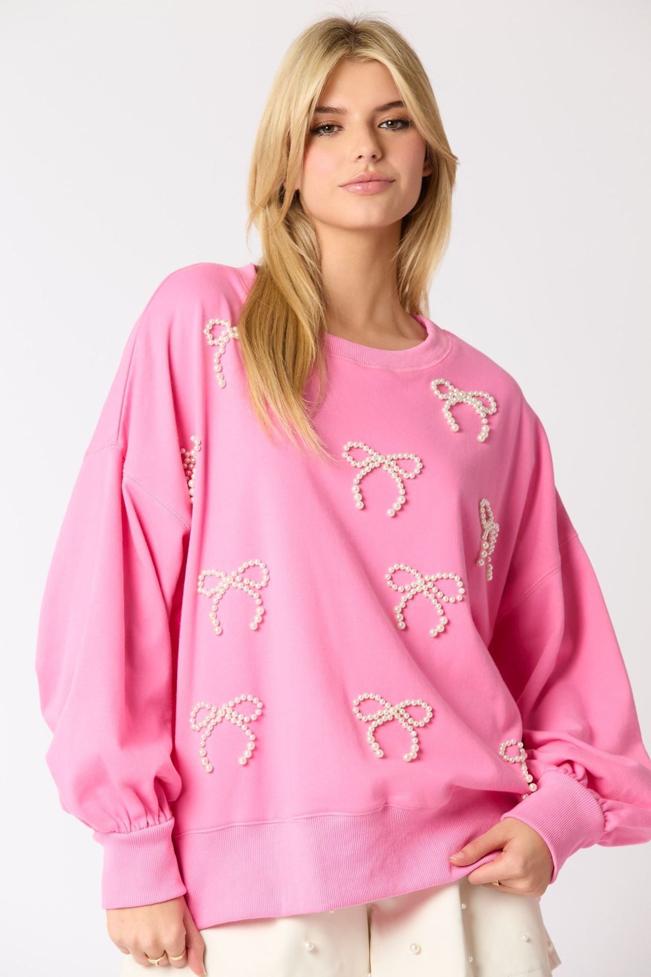 Pearls Bow Long-sleeved Sweater