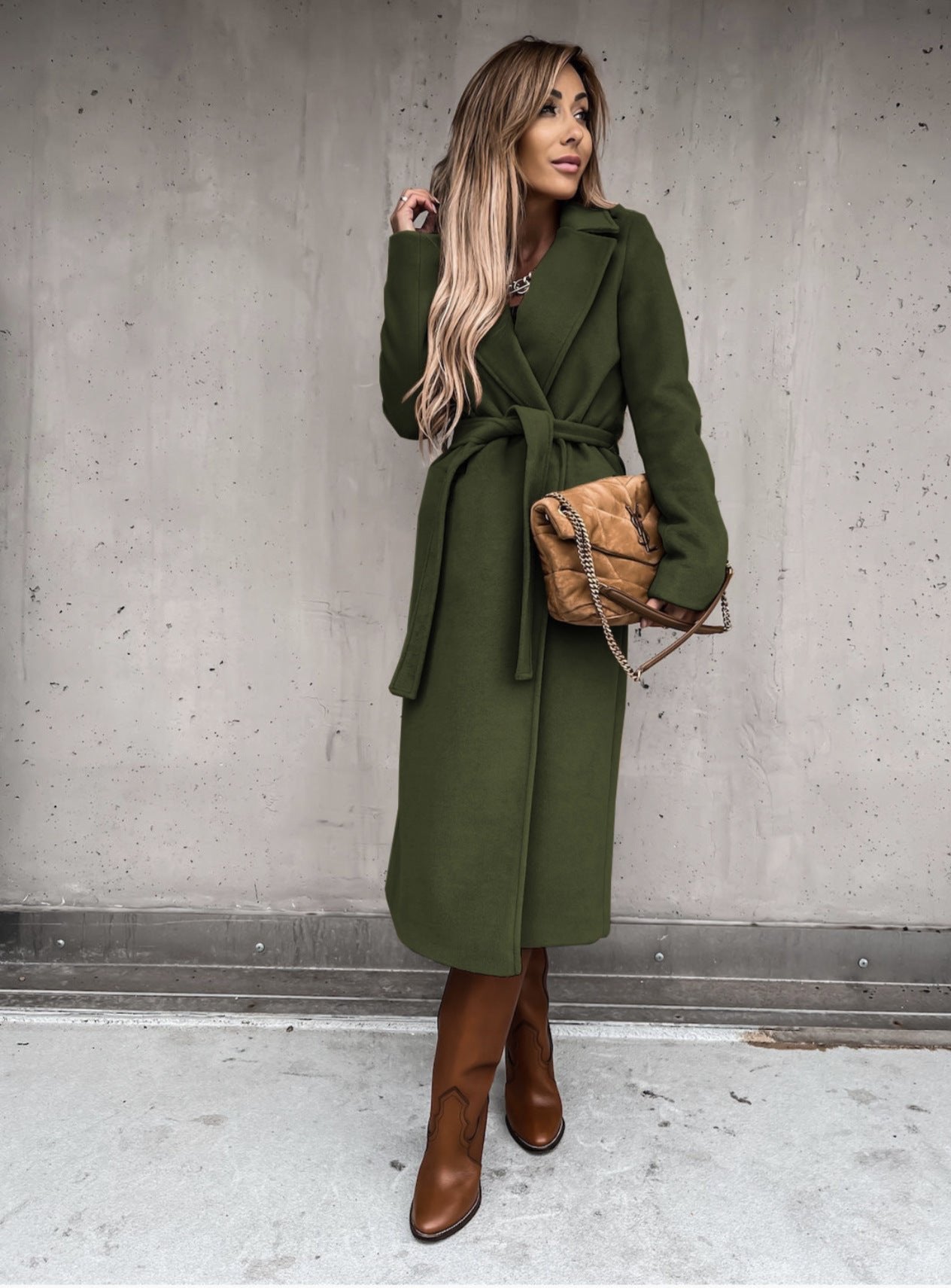 Fashion V-neck Long Coat