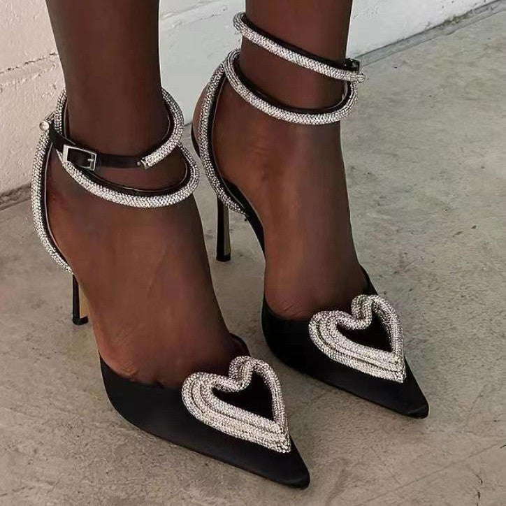 Heart Rhinestone Heels