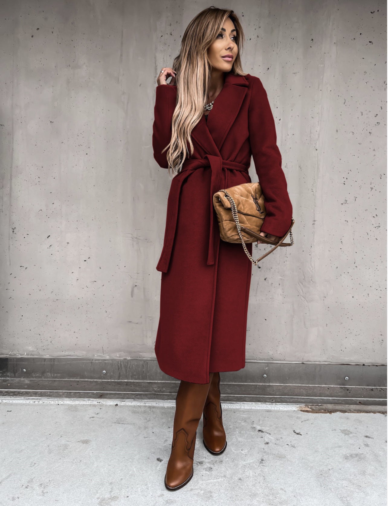 Fashion V-neck Long Coat