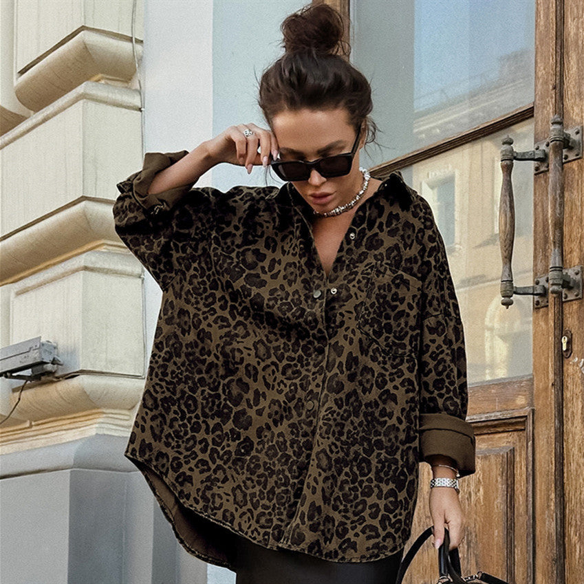 Vintage Cotton Leopard Print Blouse